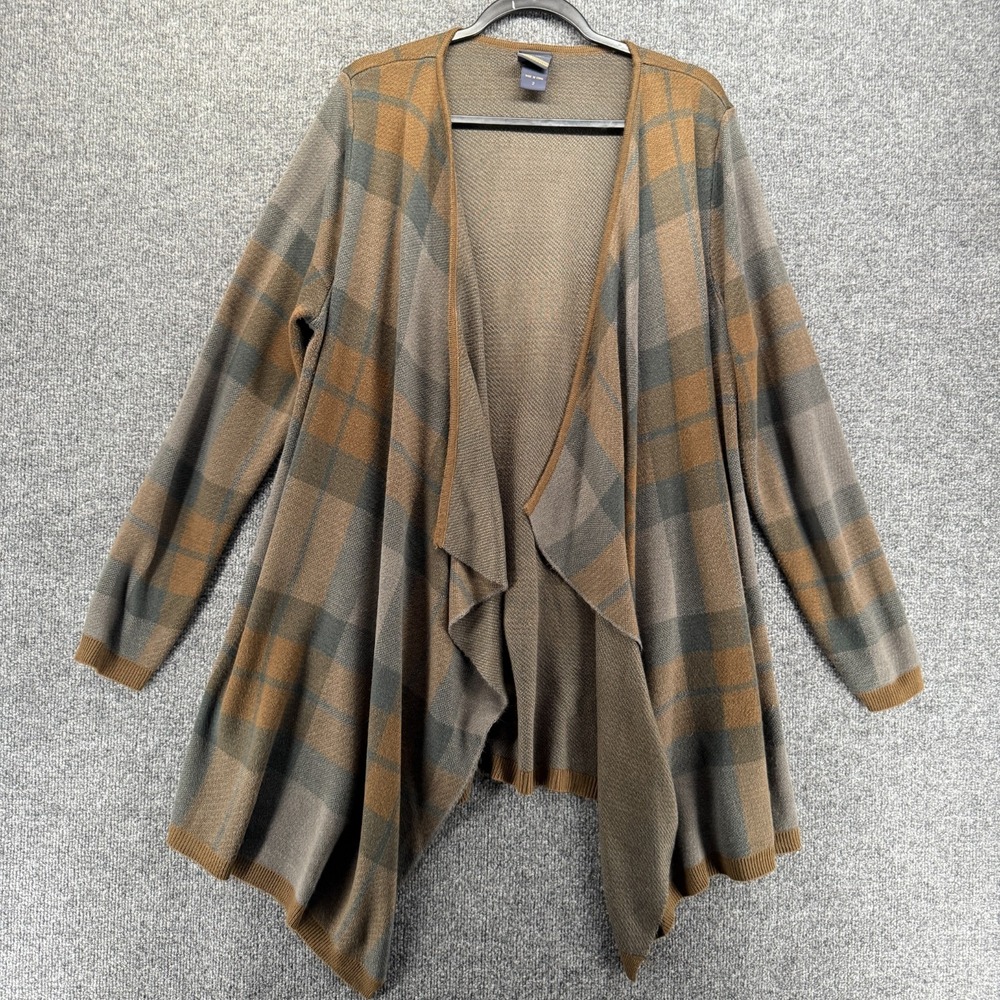 Torrid x Outlander Cardigan Sweater 2X Plaid Tartan Drape Wrap Brown Gray Cozy